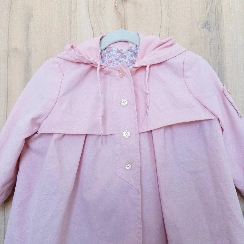 Vintage Rothschild Girls Trench Coat 4T Pink Hooded Jacket Union Tag Cottage